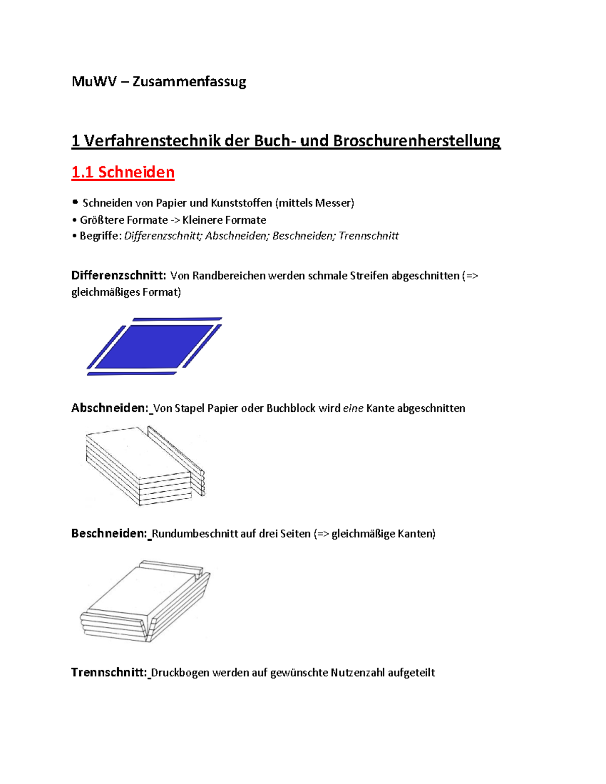 MuWV Zusammenfassung 1: Verfahrenstechnik und Broschurenherstellung ...