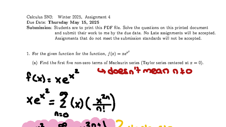 Calculus SN3: Winter 2025 - Assignment 4 Overview and Guidelines - Studocu