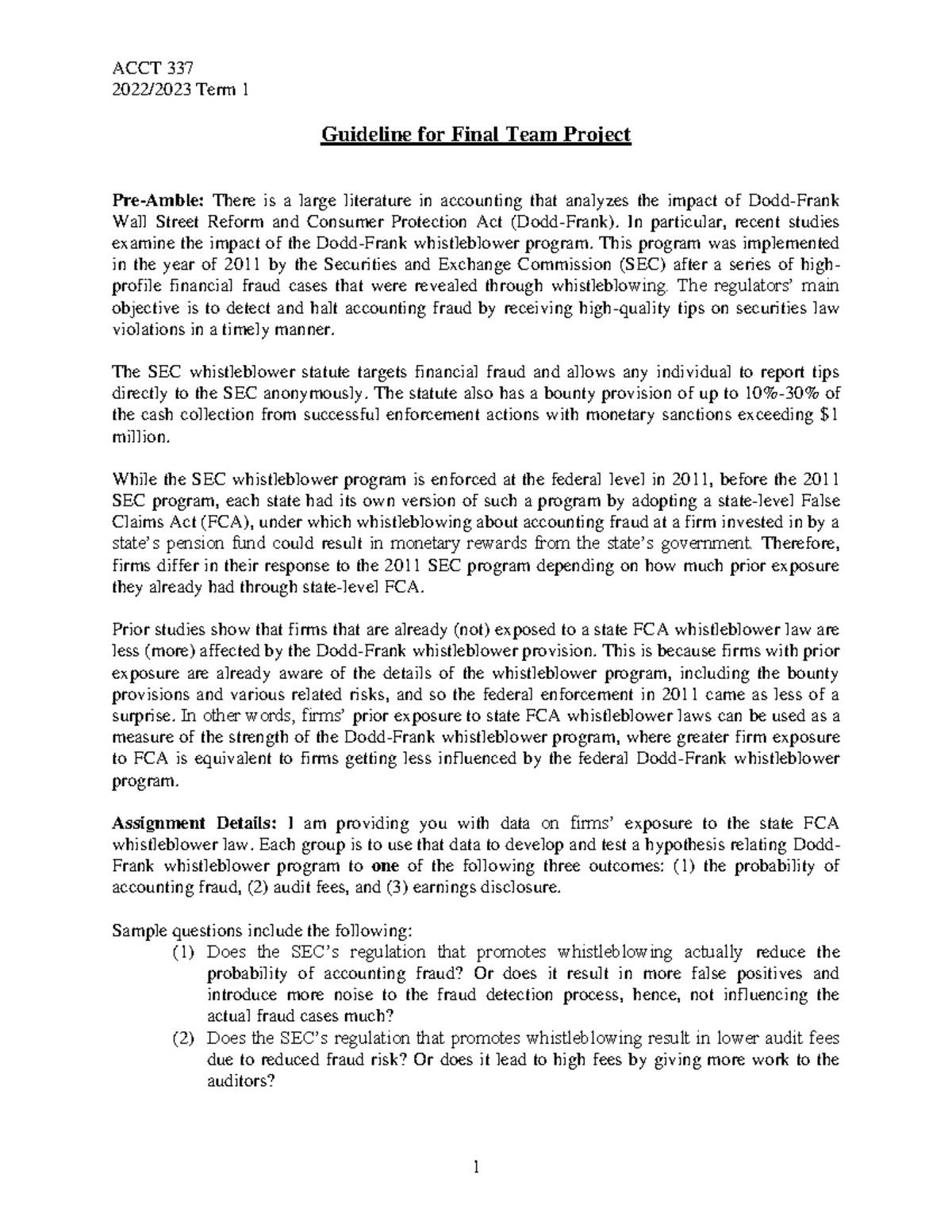 Final Project Guidelines for ACC 2022/2023 Term 1 - Studocu