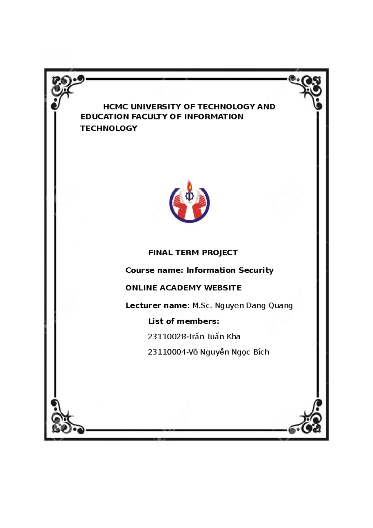 Final Term Project: Information Security (IT-2023) - Online Academy ...