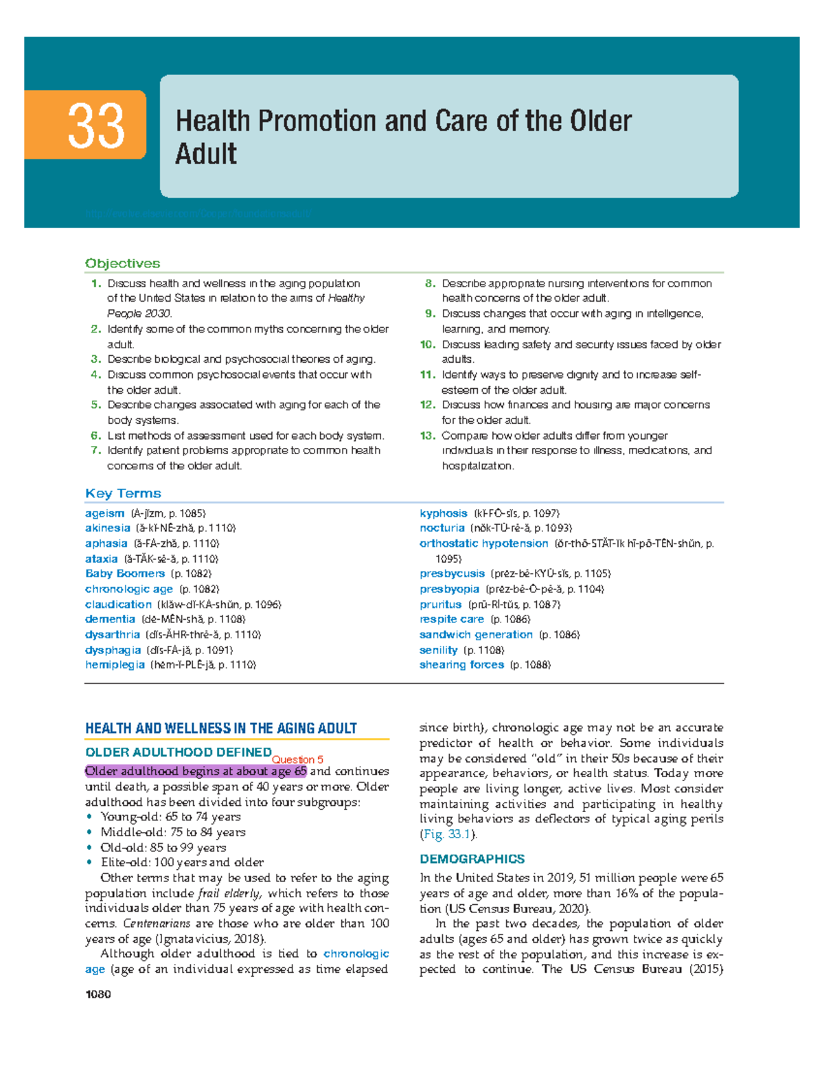 Chapter 33: Health Promotion and Care of the Older Adult (Nursing ...