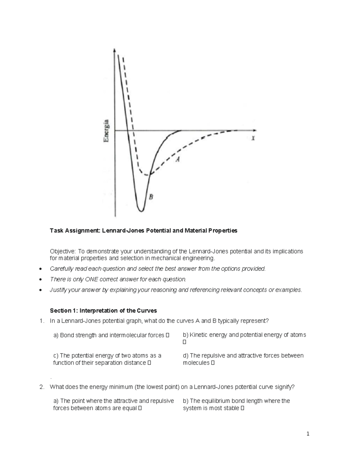 Task Assignment 2-1: Potential & Material Properties in ME - Studocu
