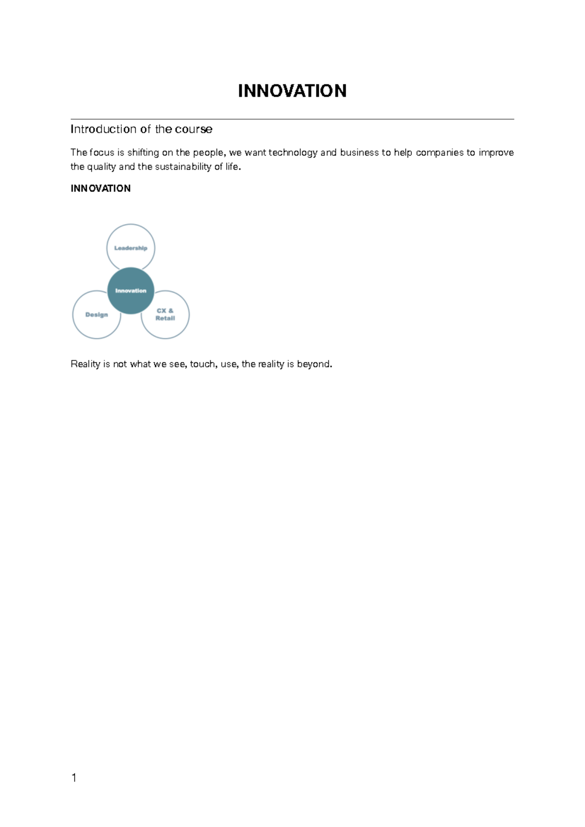Leadership & Innovation Notes (Course Code: INNOV) - Studocu
