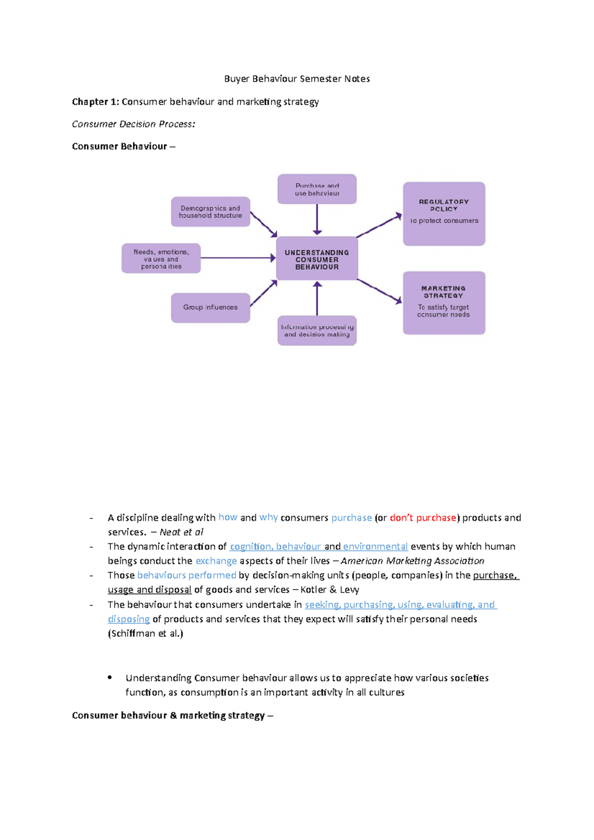 Buyer Behaviour Notes - Buyer Behaviour Semester Notes Chapter 1 ...