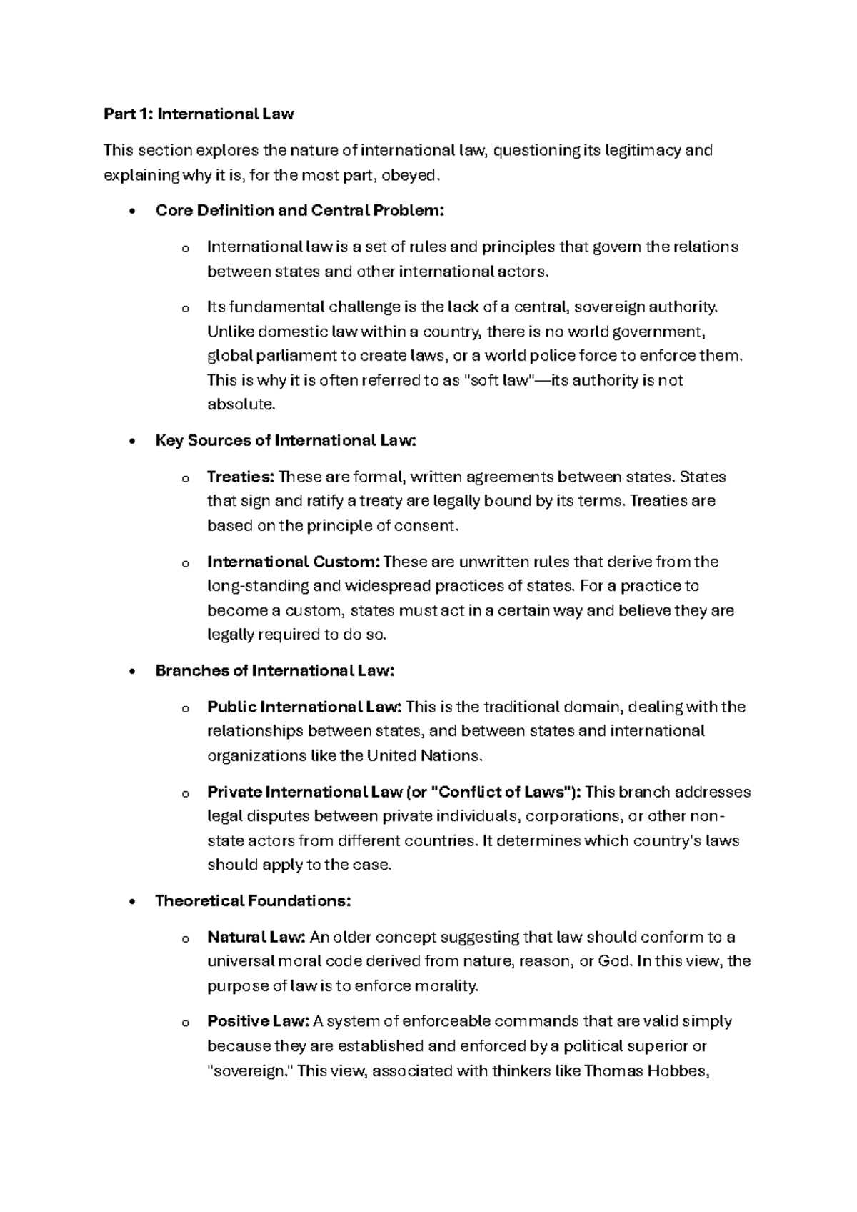 International Law Overview: Summary Notes (Weeks 7-9) - Studocu