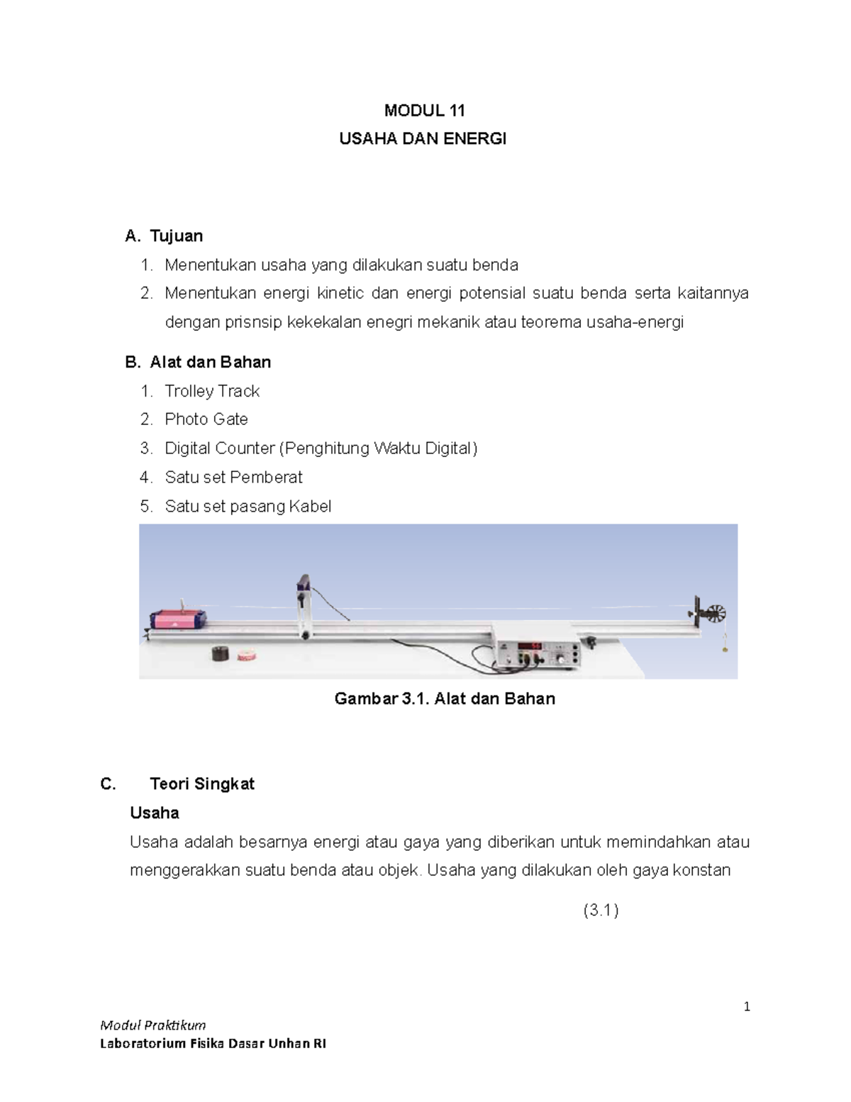 Modul 11: Praktikum Usaha dan Energi dalam Fisika - Studocu