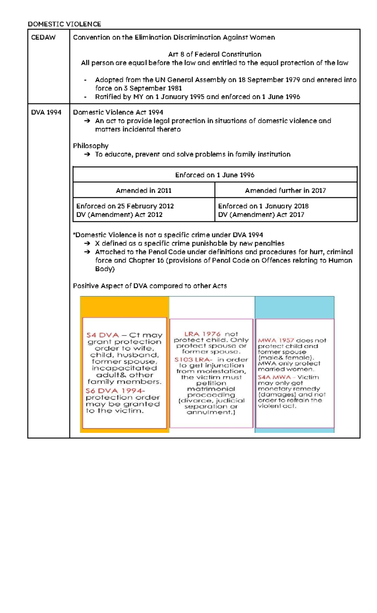 DV FL Notes: Understanding the Domestic Violence Act 1994 and CEDAW ...
