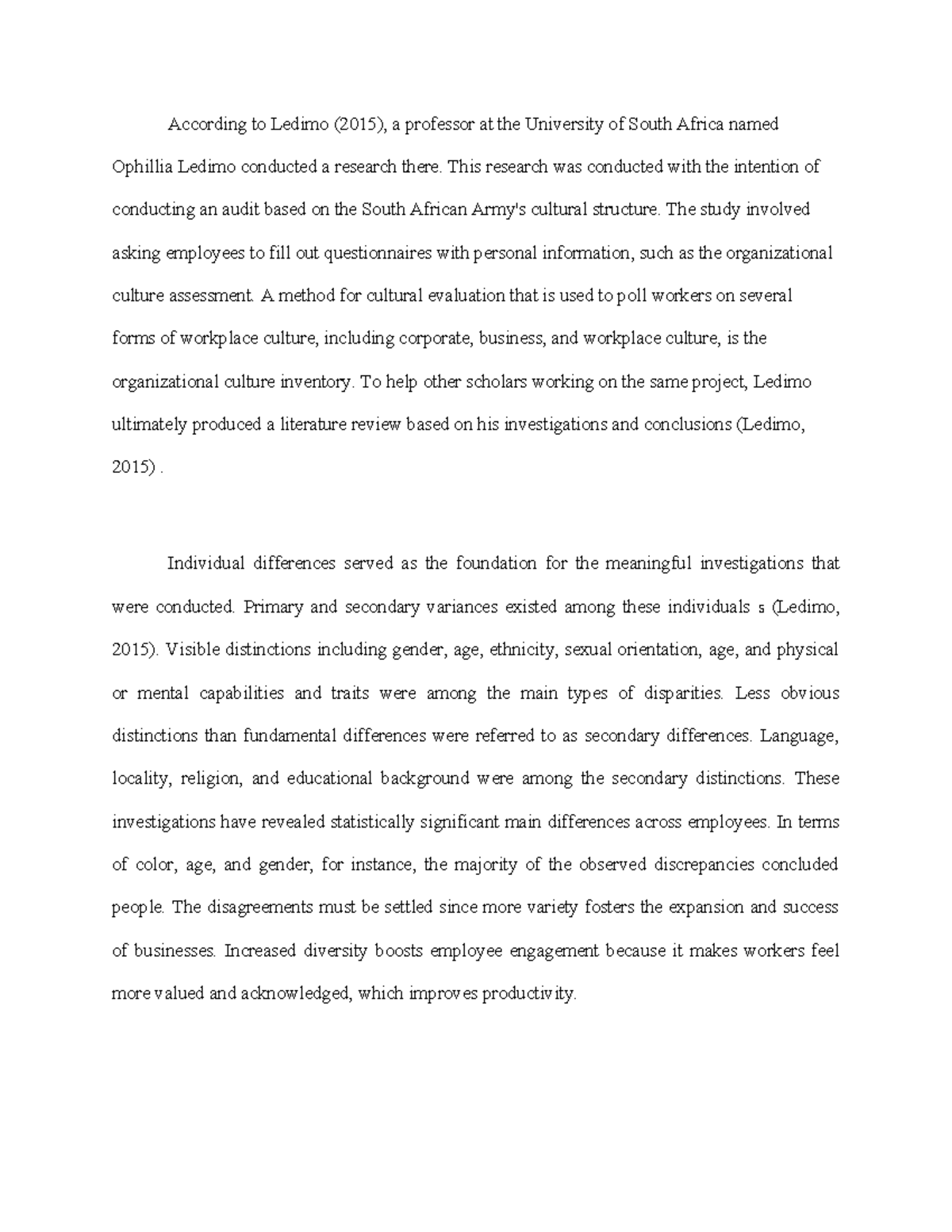 Mdavis Literature Review Critique: Analysis of Ledimo's Study - Studocu