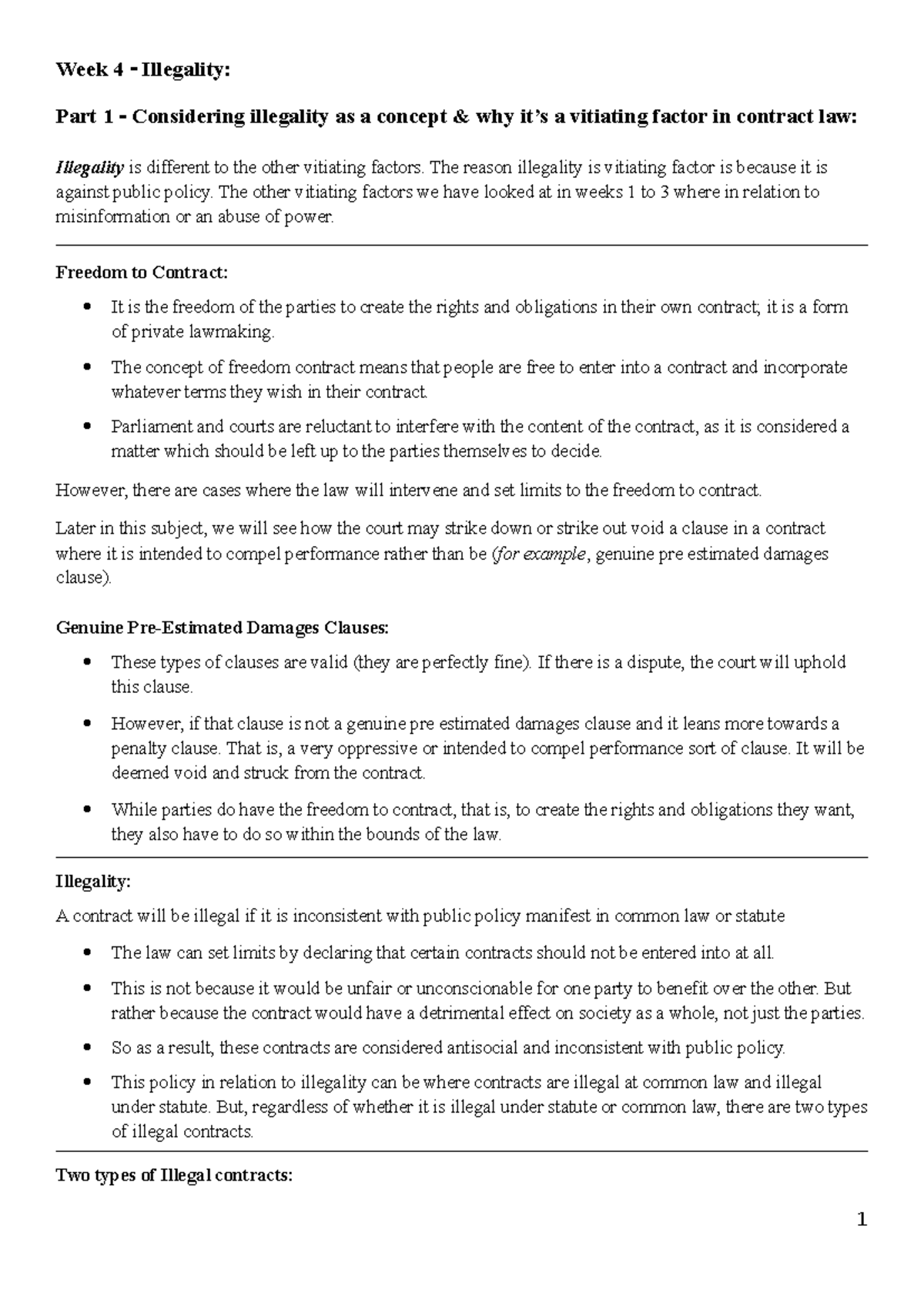 Week 4 - Illegality: Understanding Vitiating Factors in Contract Law ...