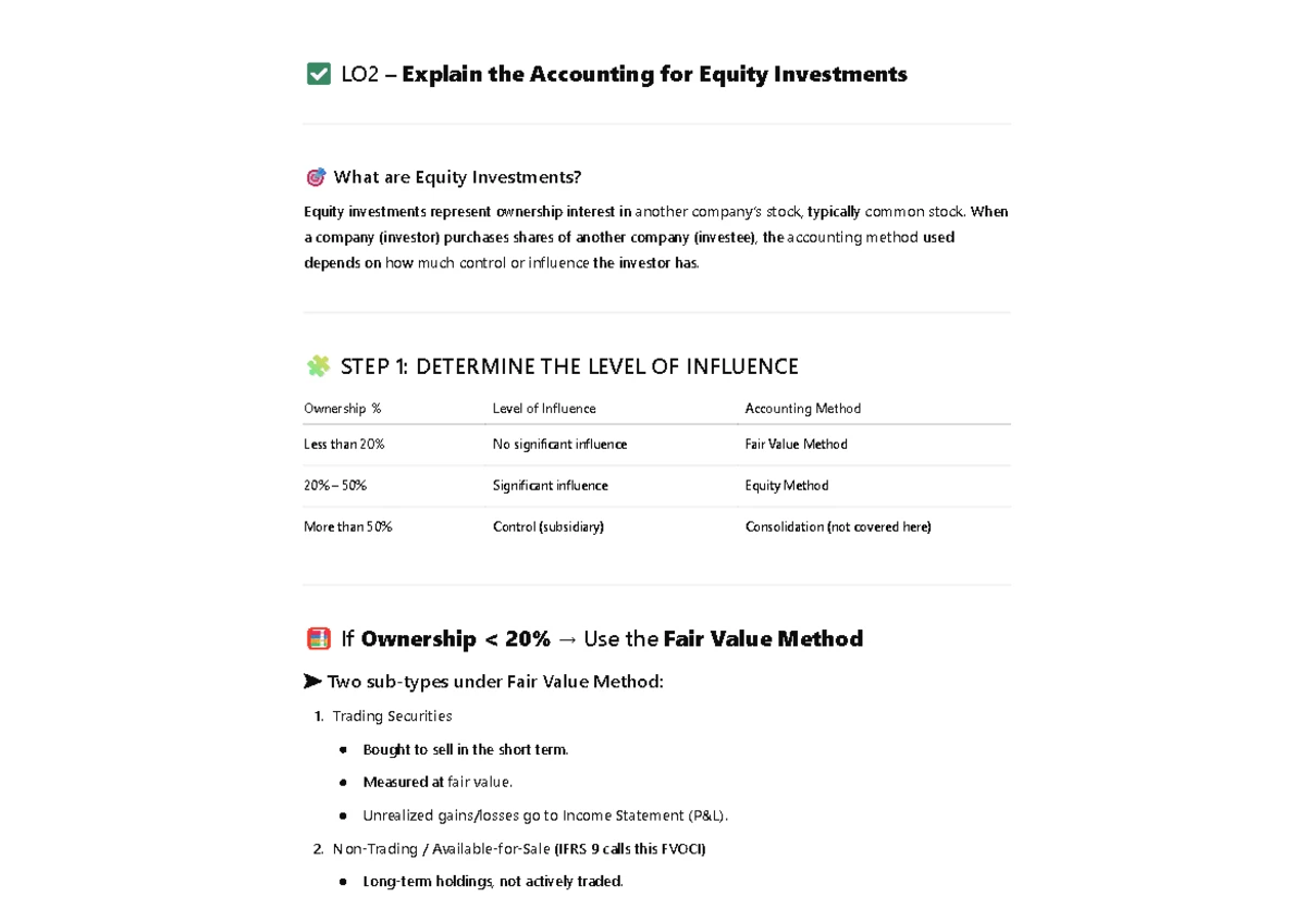 C17 - LO1 - Accounting for Debt Investments: A Detailed Overview - Studocu