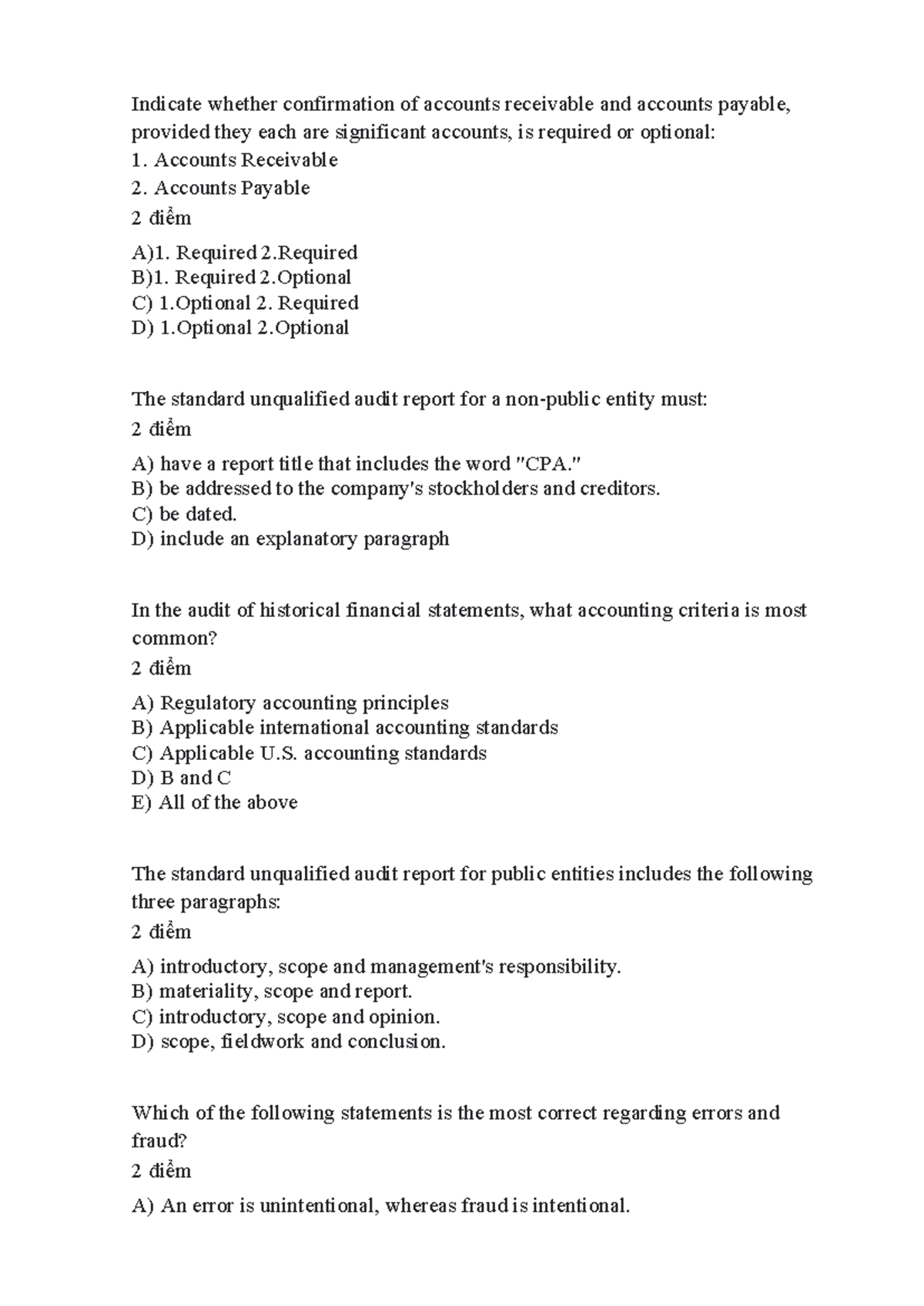 Midterm Exam Review: Audit Principles and Practices (ACC 101) - Studocu