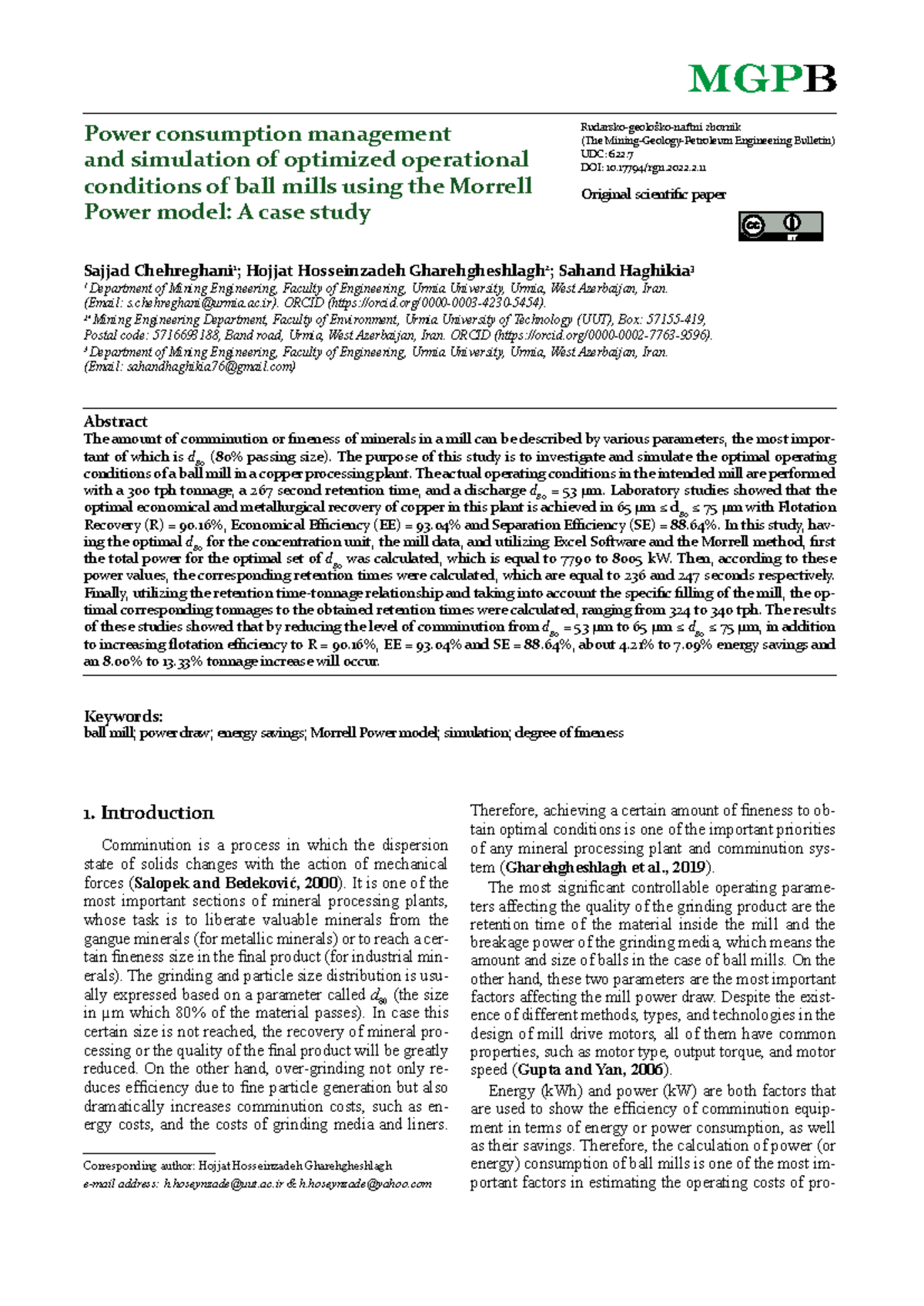 Power Consumption Management in Ball Mills: A Case Study (ENG-622.7 ...