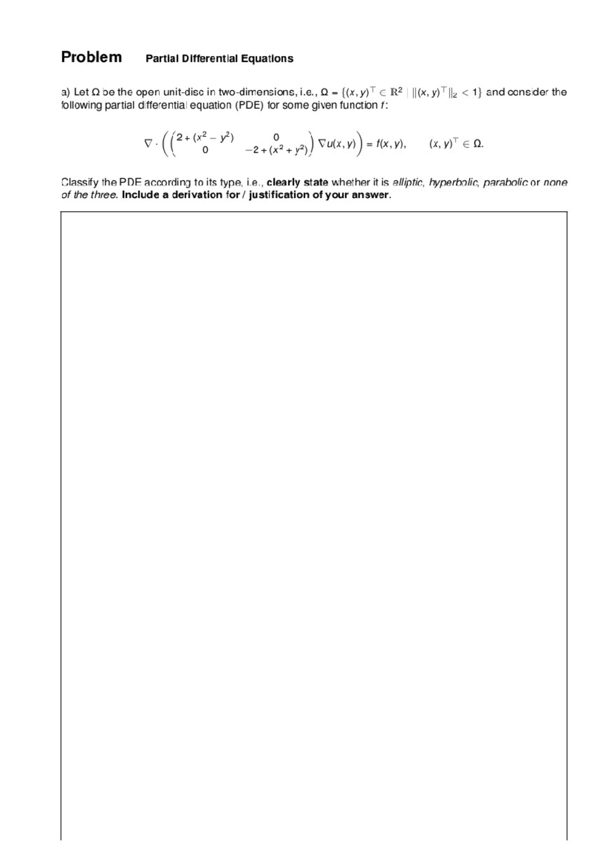 Test Question on PDE Classification: Elliptic, Hyperbolic, or Parabolic ...
