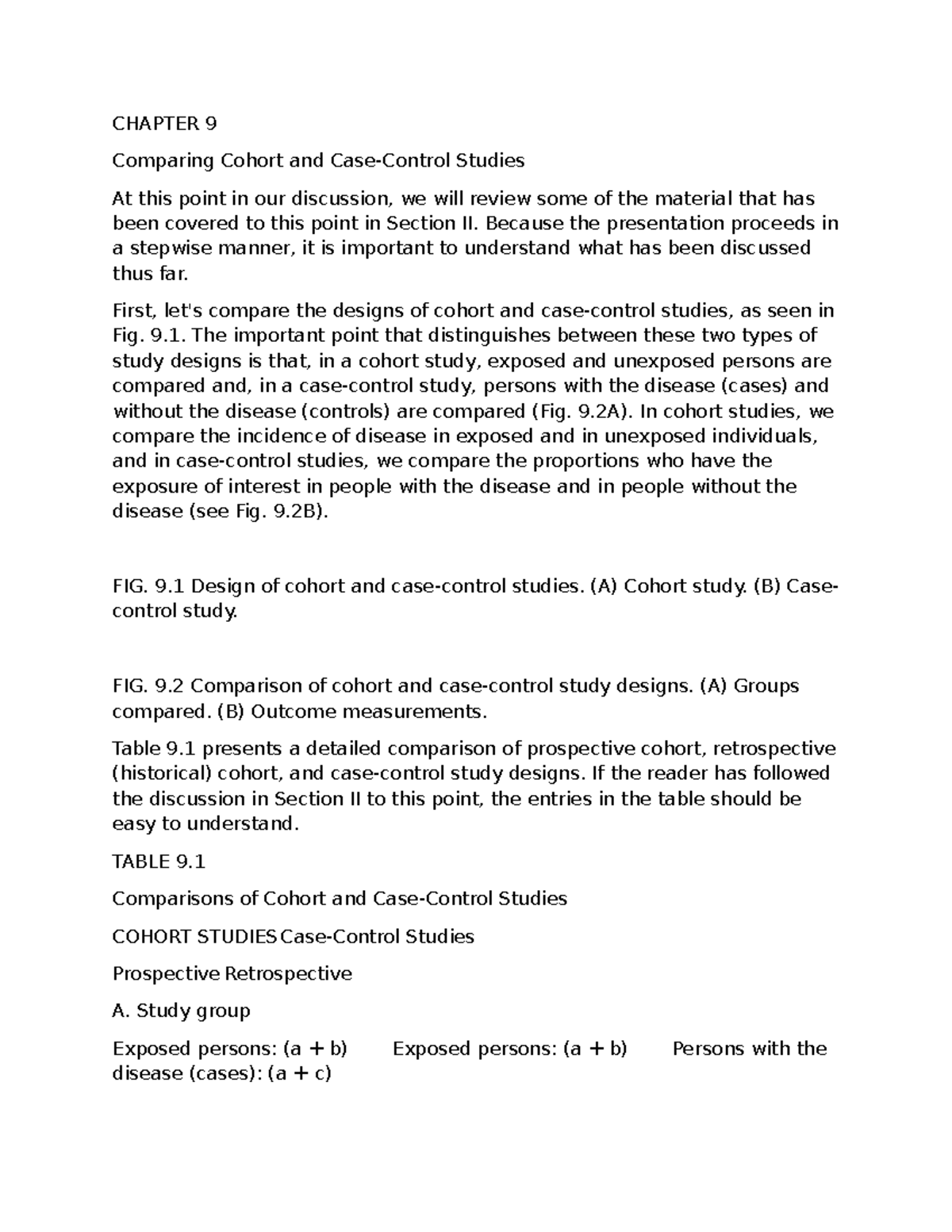 CHAPTER 9 Comparing Cohort vs Case-Control Studies: Insights & Analysis ...