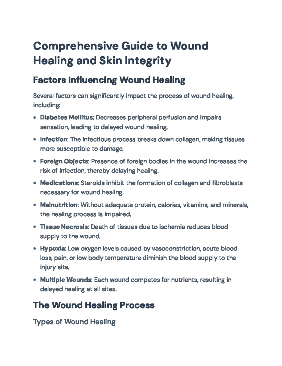 Comprehensive Study on Wound Healing and Skin Integrity Factors ...