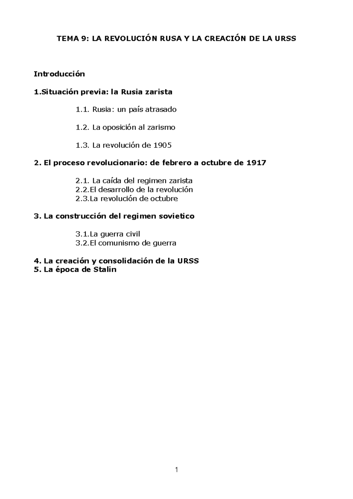 Historia Contemporánea: Revolución Rusa y Formación de la URSS - Document Preview