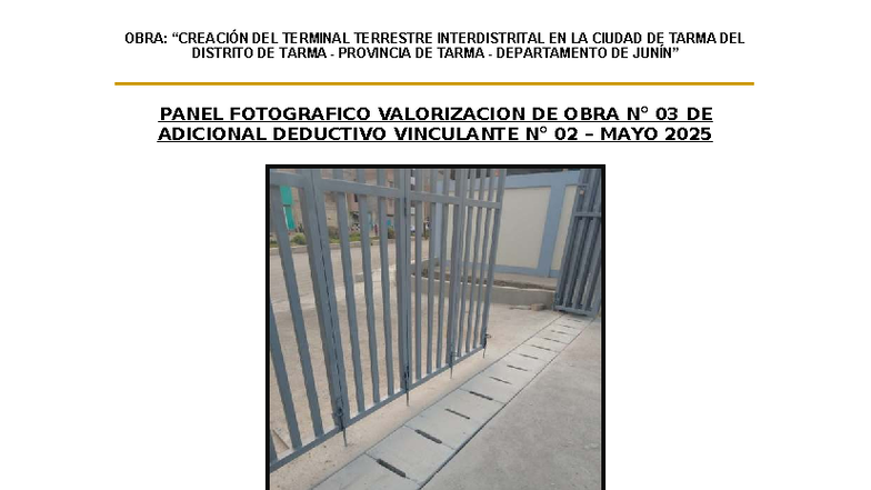 OBRA: TERMINAL TERRESTRE INTERDISTRITAL EN TARMA - PANEL FOTOGRAFICO ...