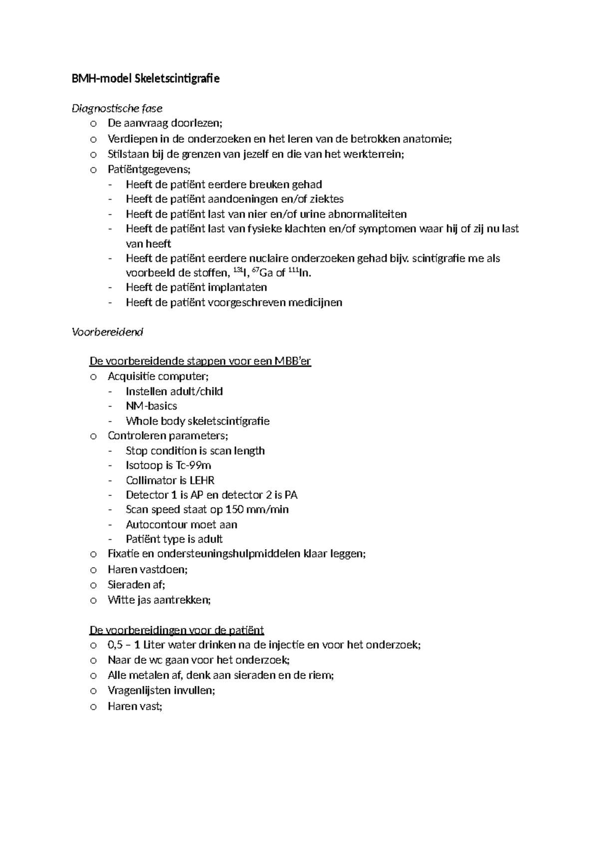 BMH Model: Skeletscintigrafie Diagnostische en Voorbereidende Fasen ...