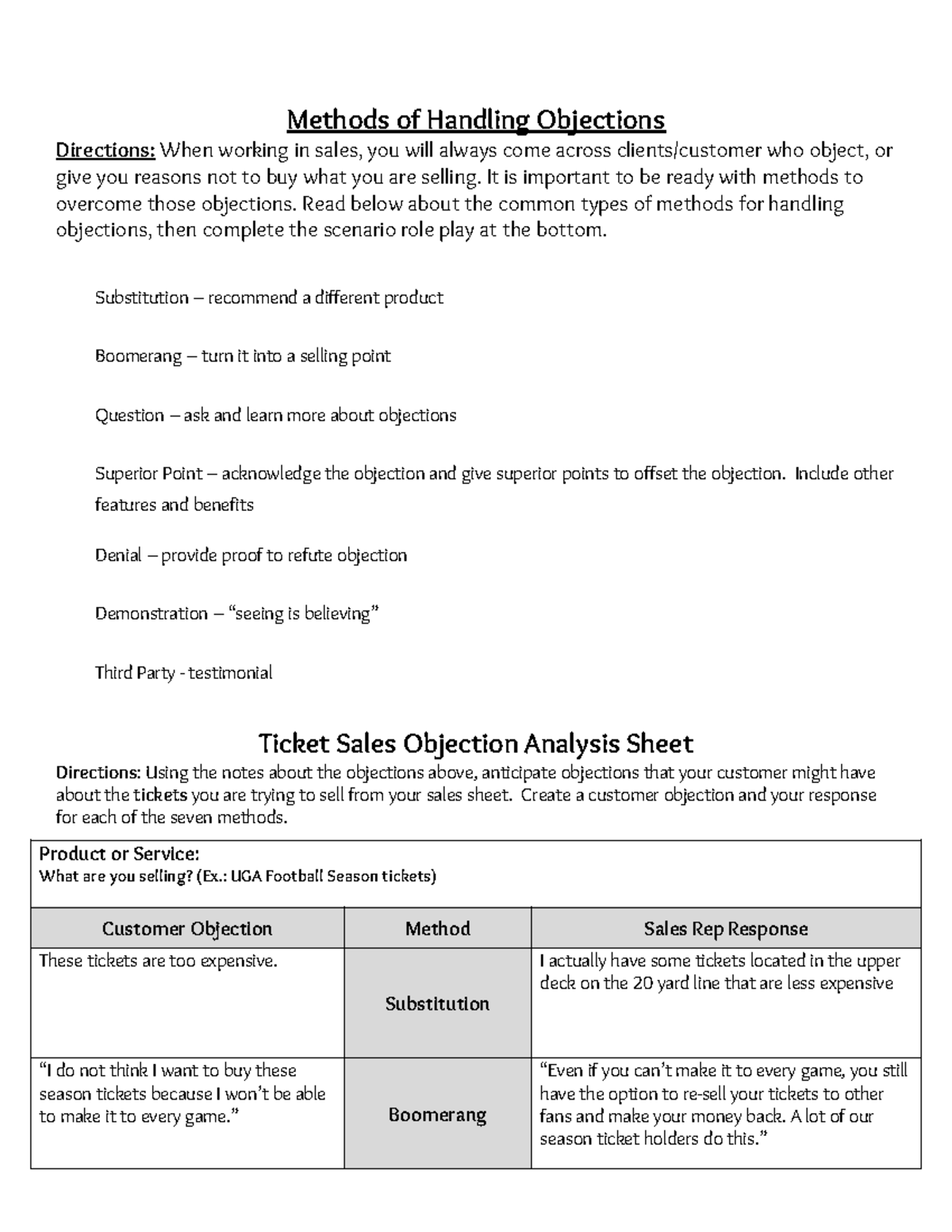Sales Objection Handling Methods: Strategies for Success - Studocu