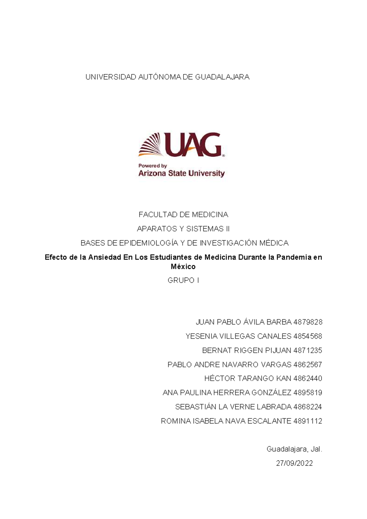 Efecto de la Ansiedad en Estudiantes de Medicina Durante la Pandemia ...