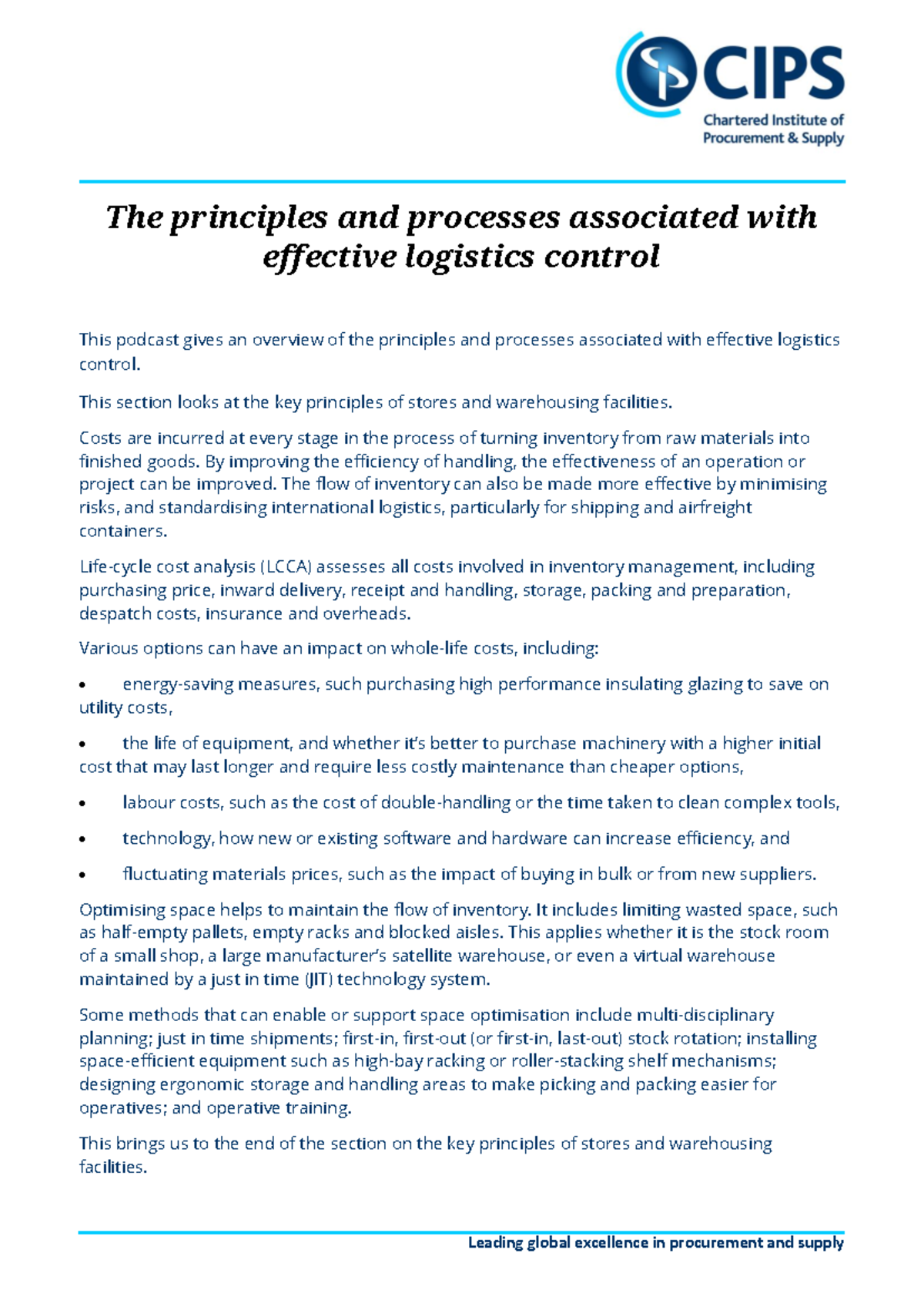 Effective Logistics Control: Principles, Processes, and Transportation ...