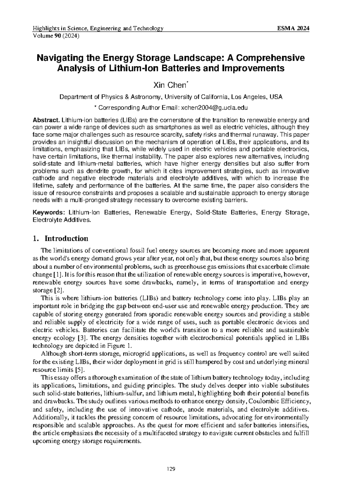 Comprehensive Analysis of Lithium-Ion Batteries: Advances and ...