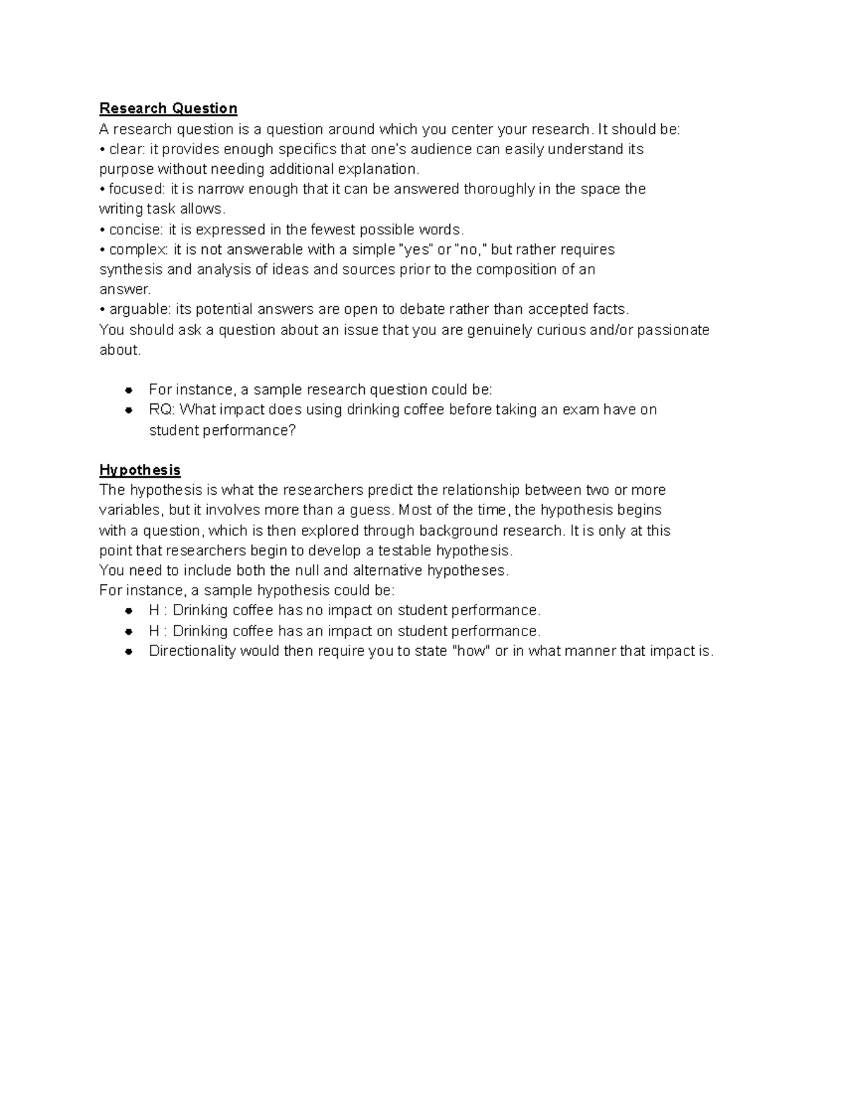Developing Research Questions & Hypotheses for Academic Success - Studocu