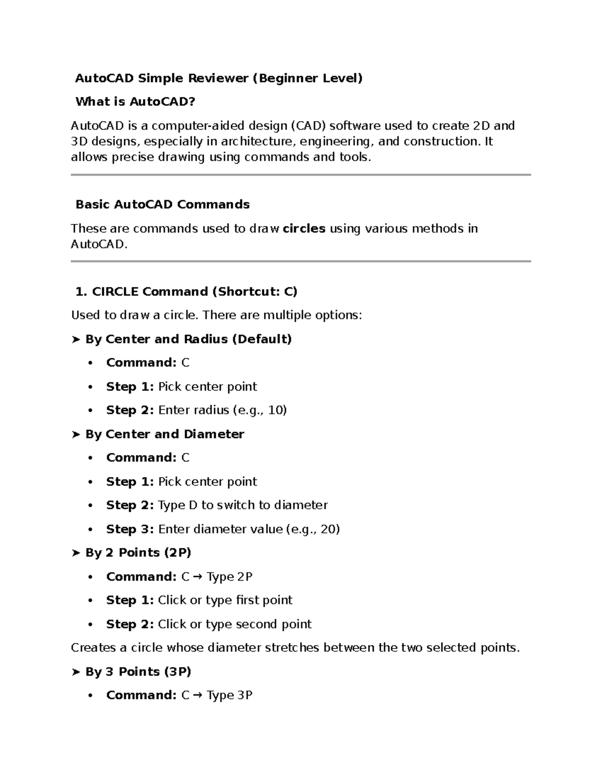 AutoCAD Basics: Simple Reviewer for Beginners (CAD 101) - Studocu