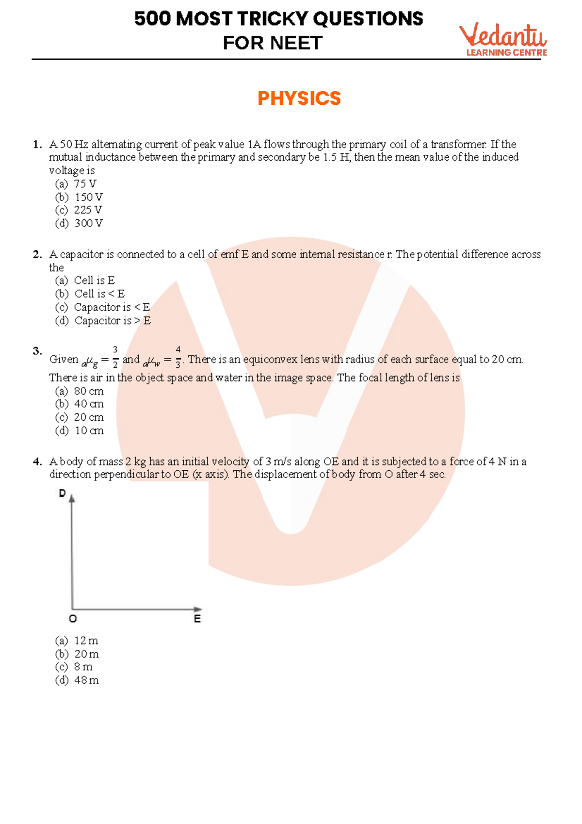 500 Tricky Questions for NEET Physics: Challenging Concepts Explained ...