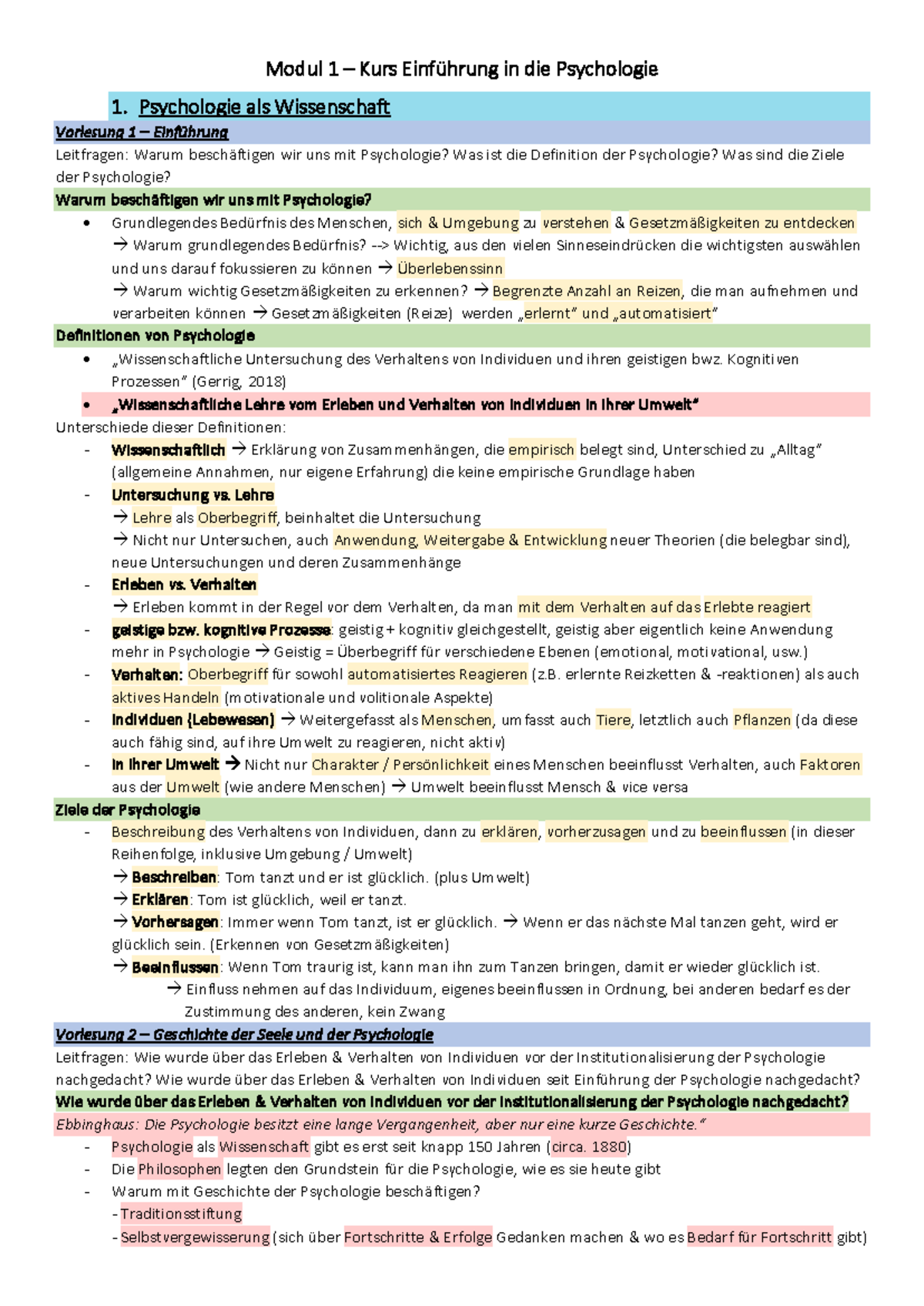 Modul 1 – Einführung in die Psychologie: Grundfragen und Paradigmen ...
