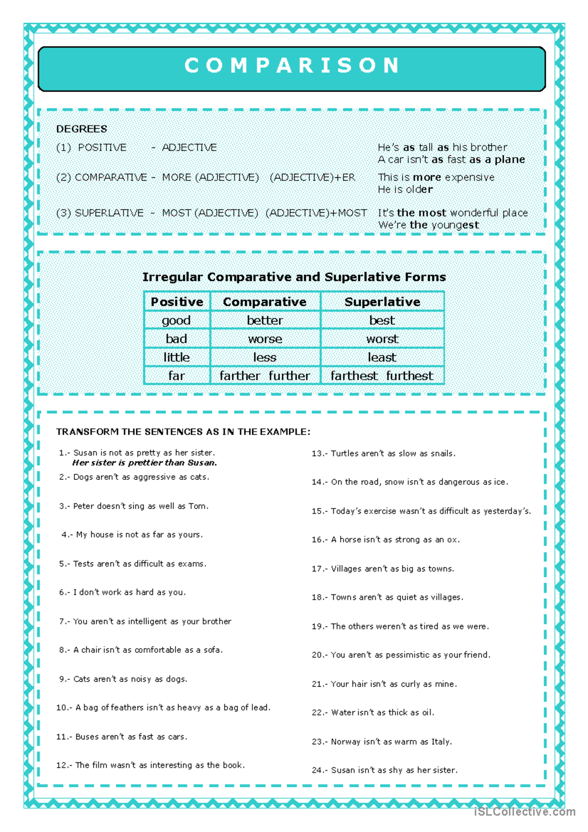 Comparison of Adjectives: Positive, Comparative, and Superlative - Studocu