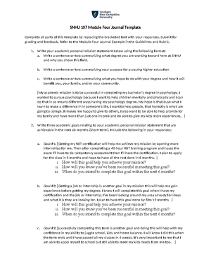 SNHU 107 Module Two Journal Template and Guide to Success - Studocu