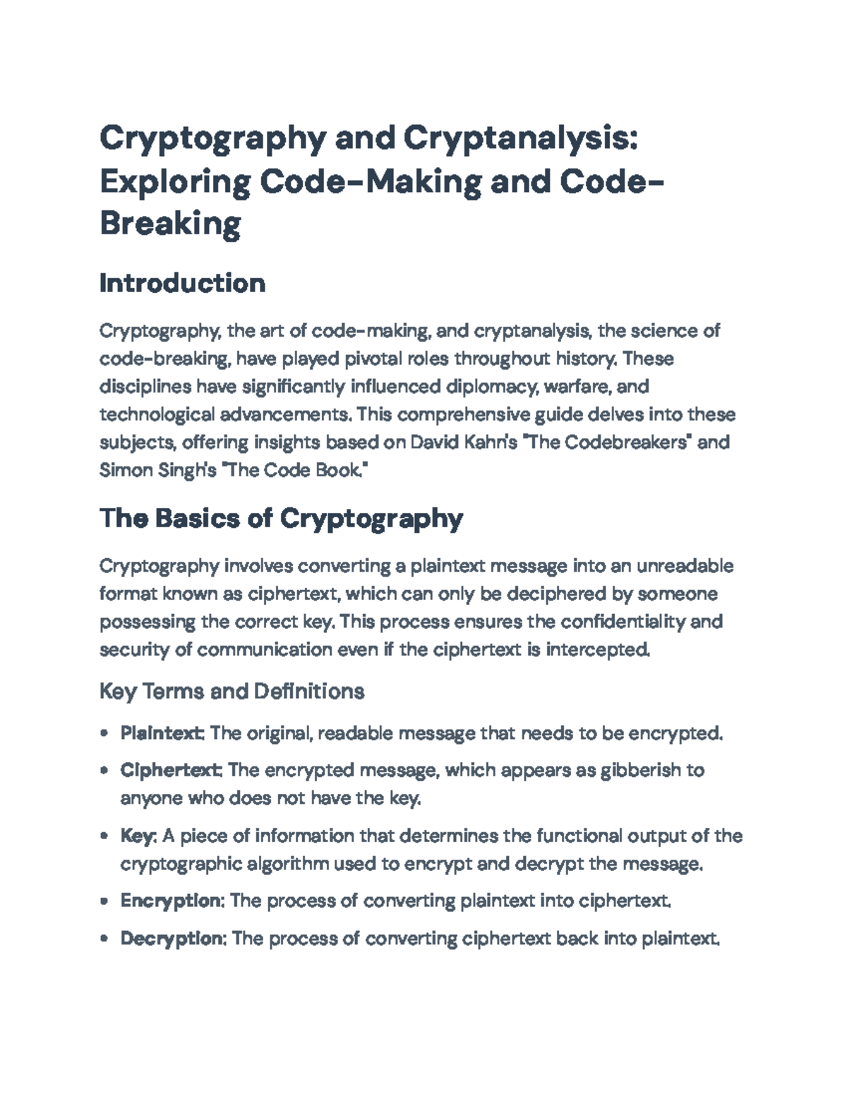 Cryptography and Cryptanalysis: A Comprehensive Study Guide (Course ...