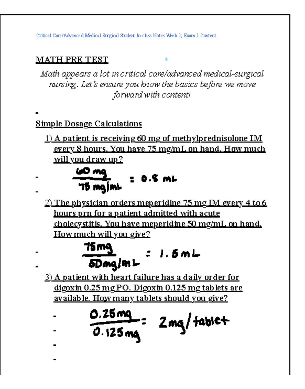 Critical Care Nursing: Key Concepts & Heart Failure Management (MATH ...