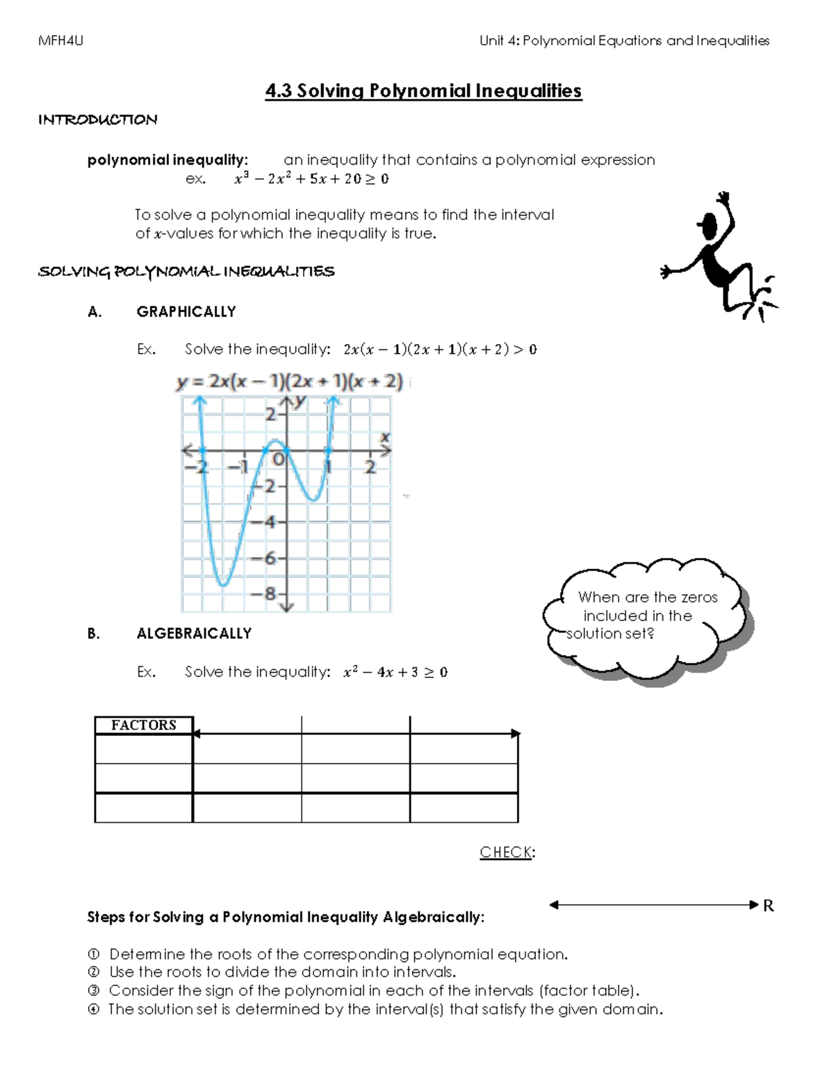 MFH4U Unit 4: 4.3 Solving Polynomial Inequalities Guide - Studocu