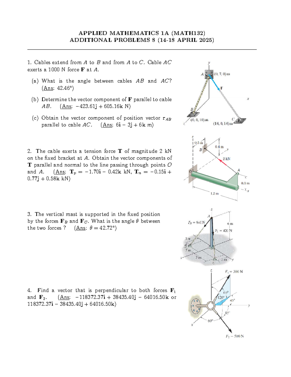 APPLIED MATHEMATICS 1A (MATH132) TUTORIAL 8 ADDITIONAL PROBLEMS - Studocu