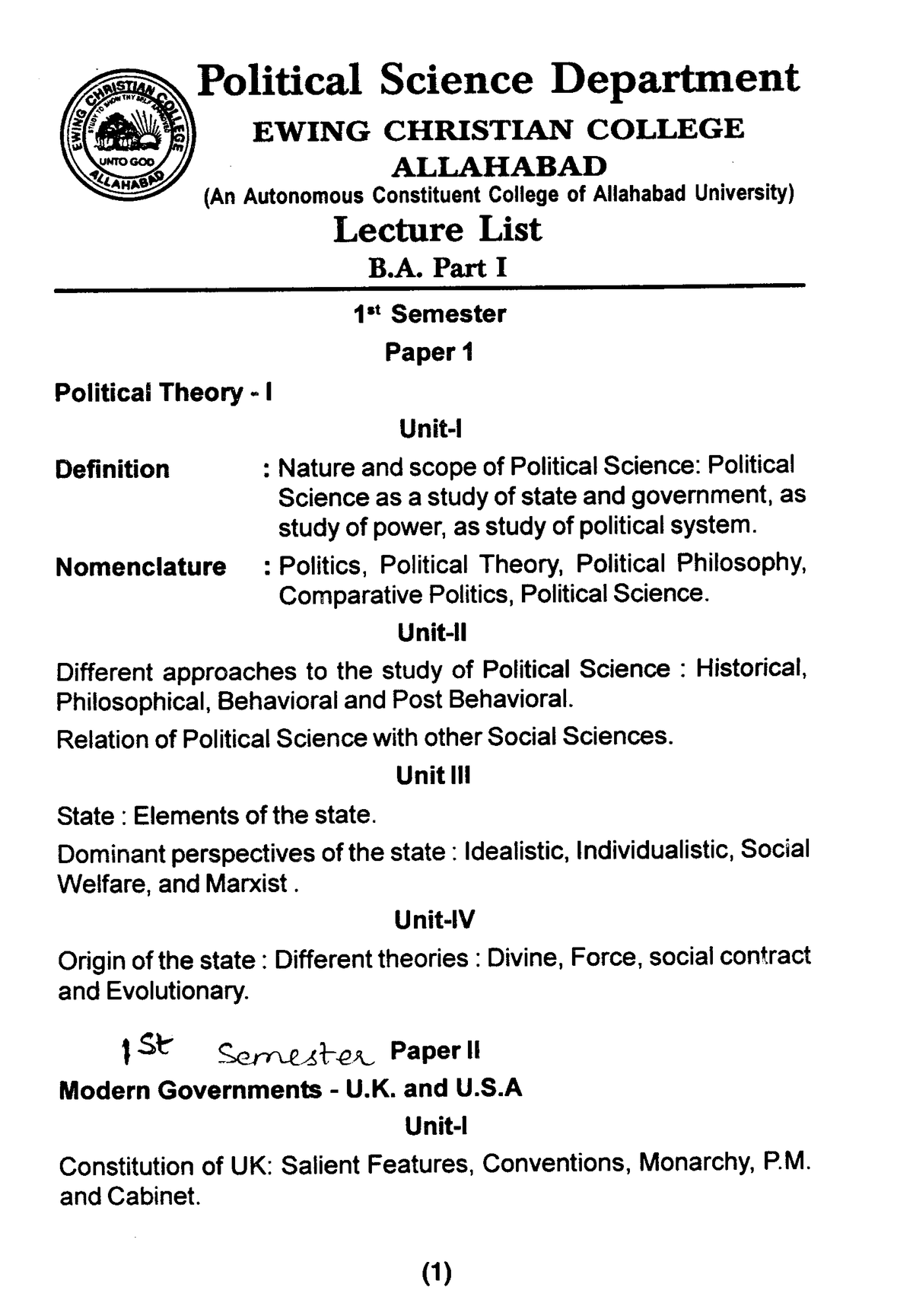 Political Science Ecc Syllabus Overview and Key Concepts - Studocu