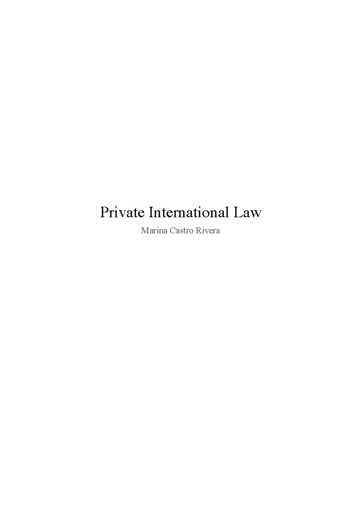 Private International Law (PIL) - Lesson Notes and Key Concepts - Studocu