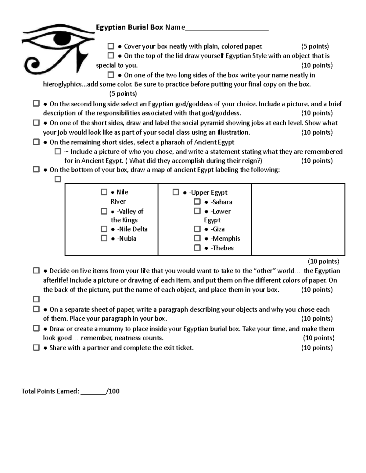 Ancient Egypt Burial Box Project Rubric & Guidelines - Studocu