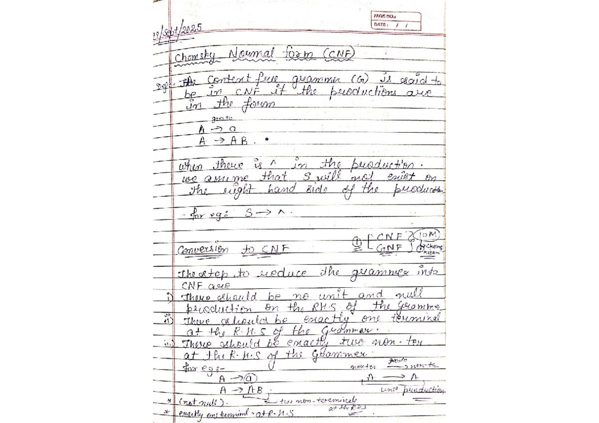 Chomsky Normal Form (CNF) Conversion Steps - FALT Assignment - Studocu