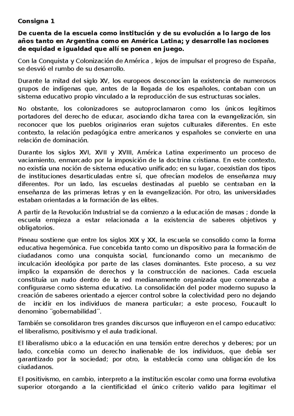 TP1 TUT - Evolución de la Educación en América y Nociones de Igualdad ...