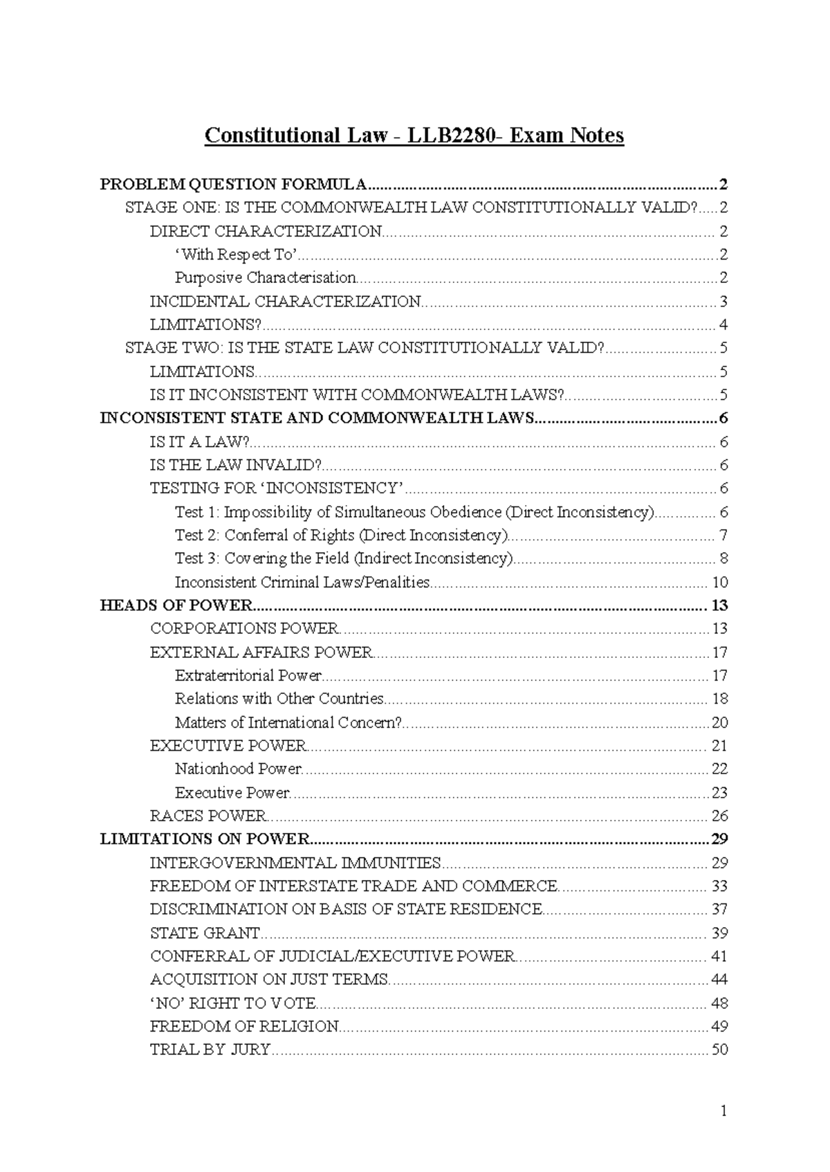 Constitutional Law Exam Notes: Key Formulas and Validity Tests - Studocu