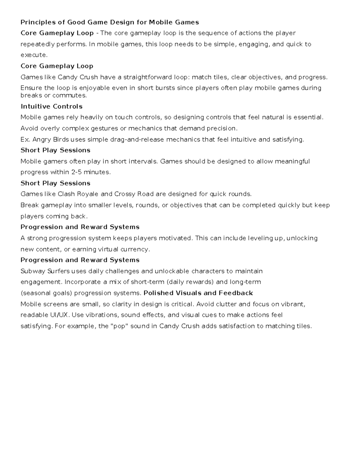 ADET 25 Principles of Effective Mobile Game Design and UI - Studocu