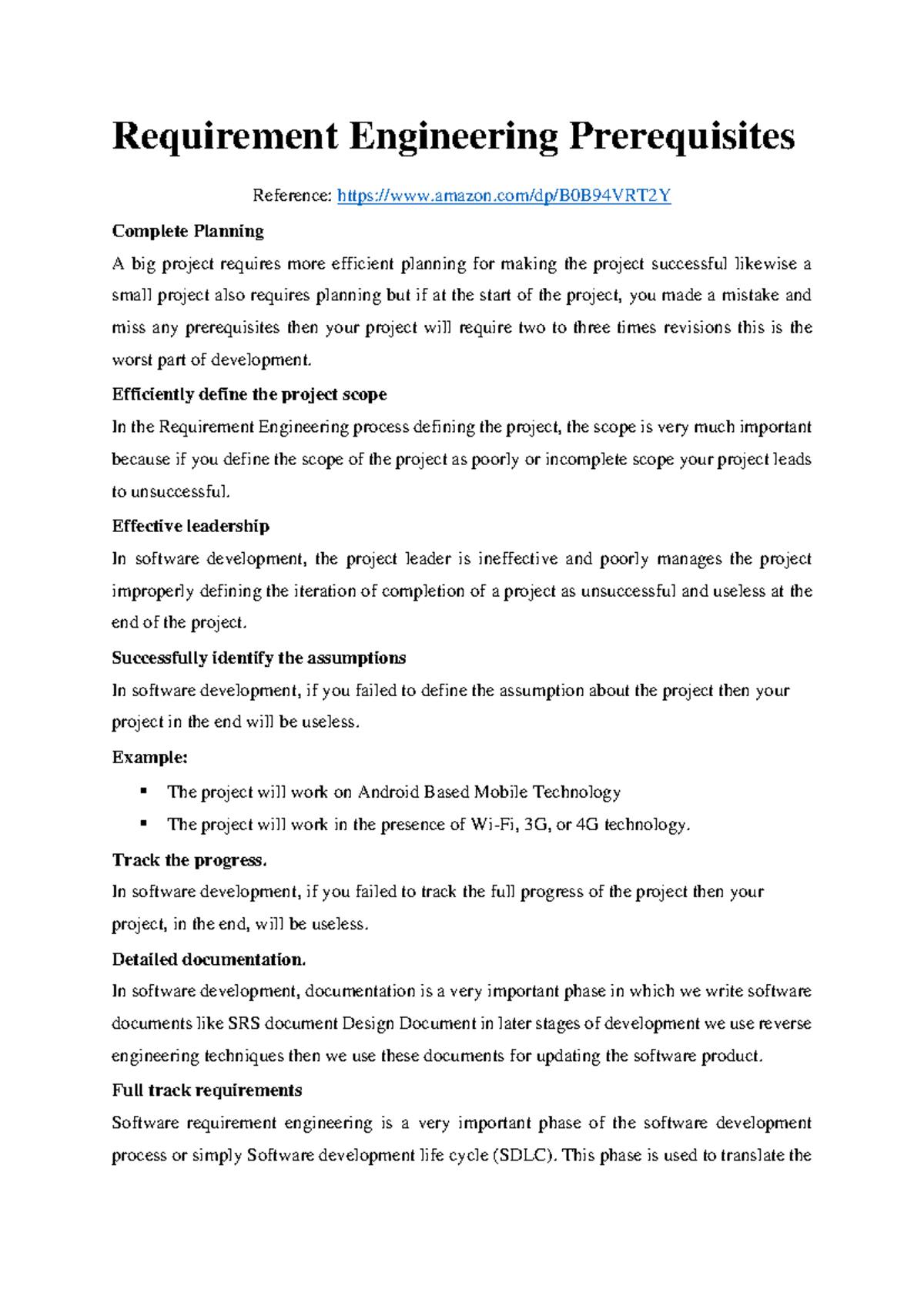 3-Requirement Engineering Prerequisites: Key Factors for Project ...