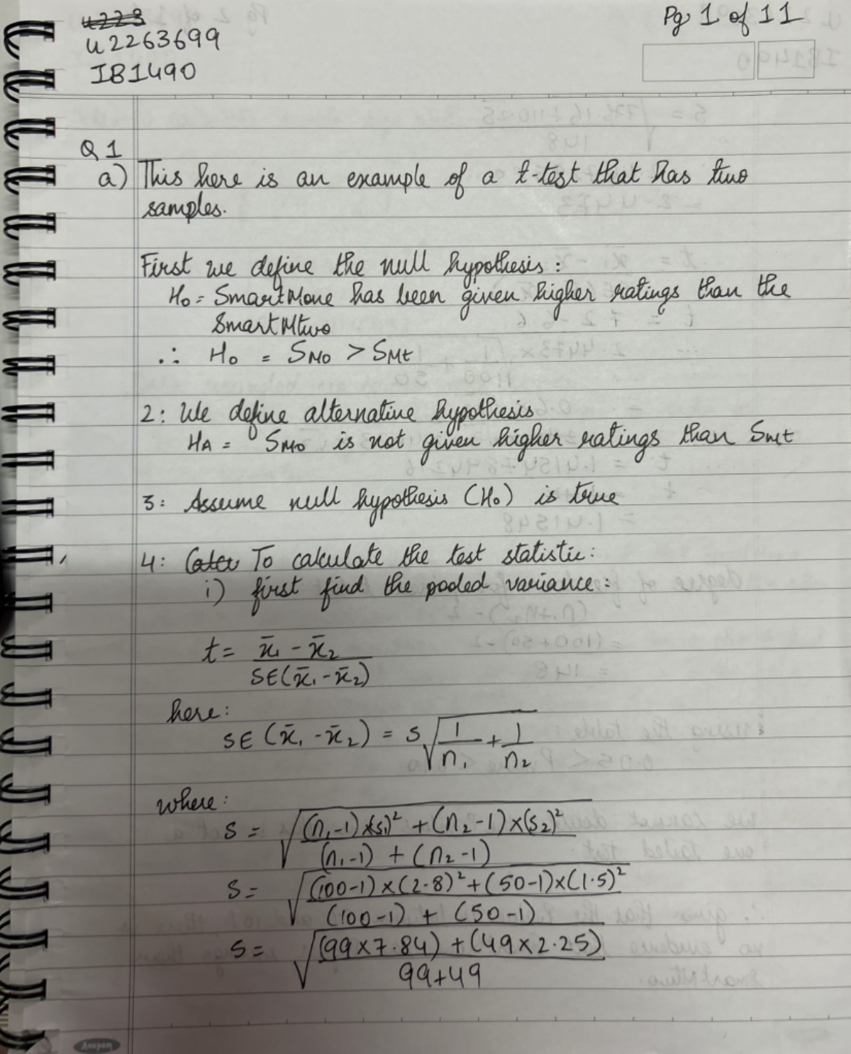 U2263699- IB1490 Statistics Lecture Notes and Key Concepts - Studocu