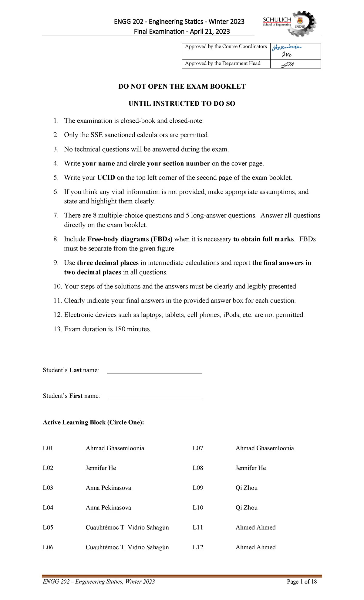 Winter 2023 Final Exam Guidelines and Instructions - Studocu