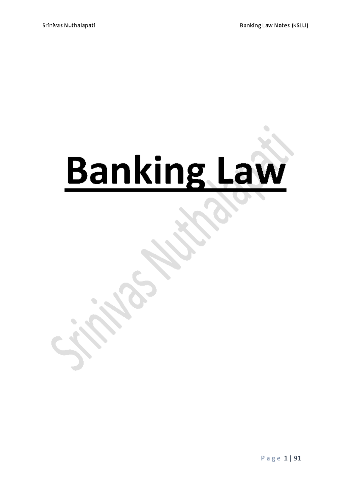 Banking Law Notes (Final Exam) - Comprehensive Overview of Indian ...