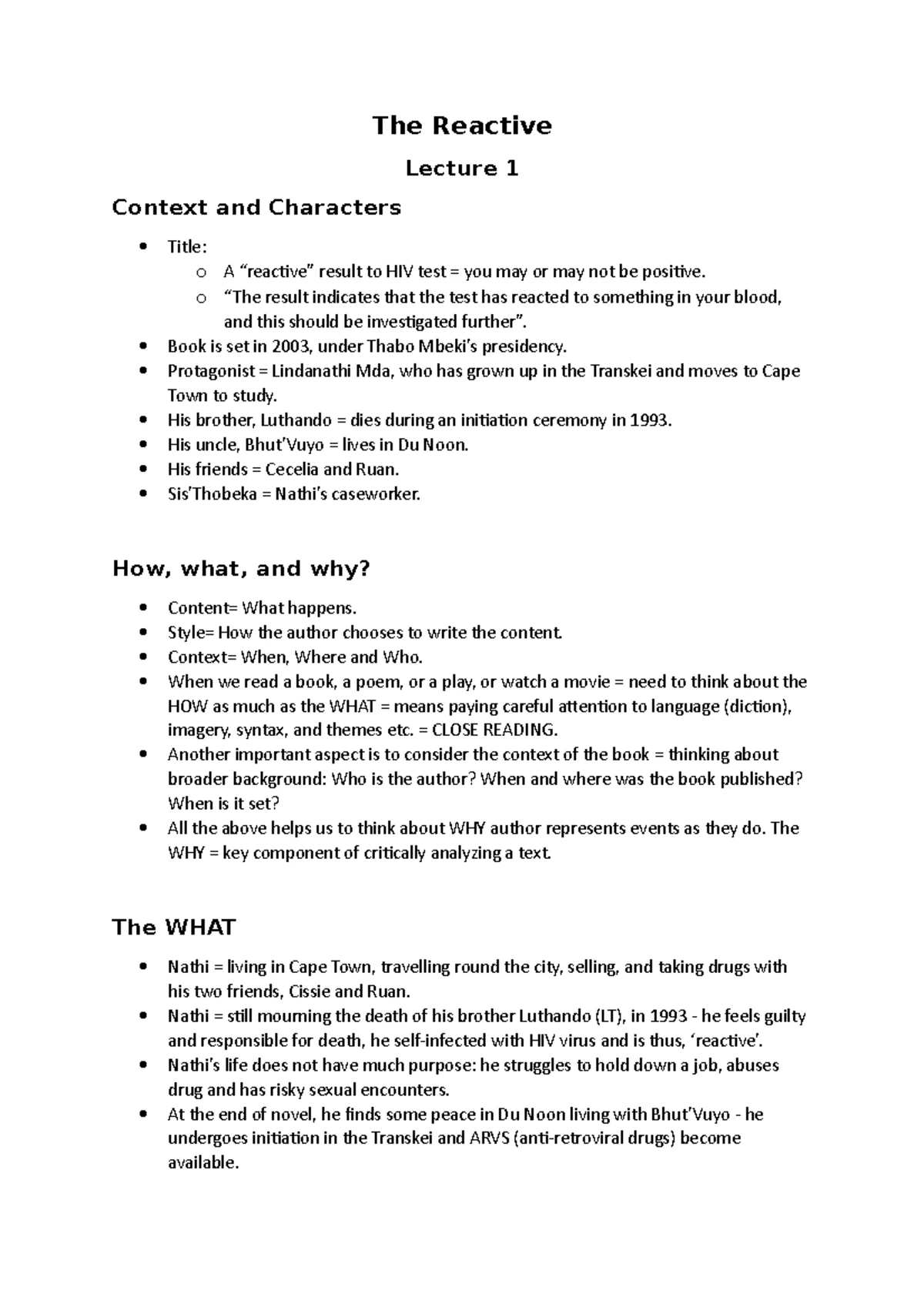 ENG 101 The Beautiful Things That Heaven Bears Lecture Notes