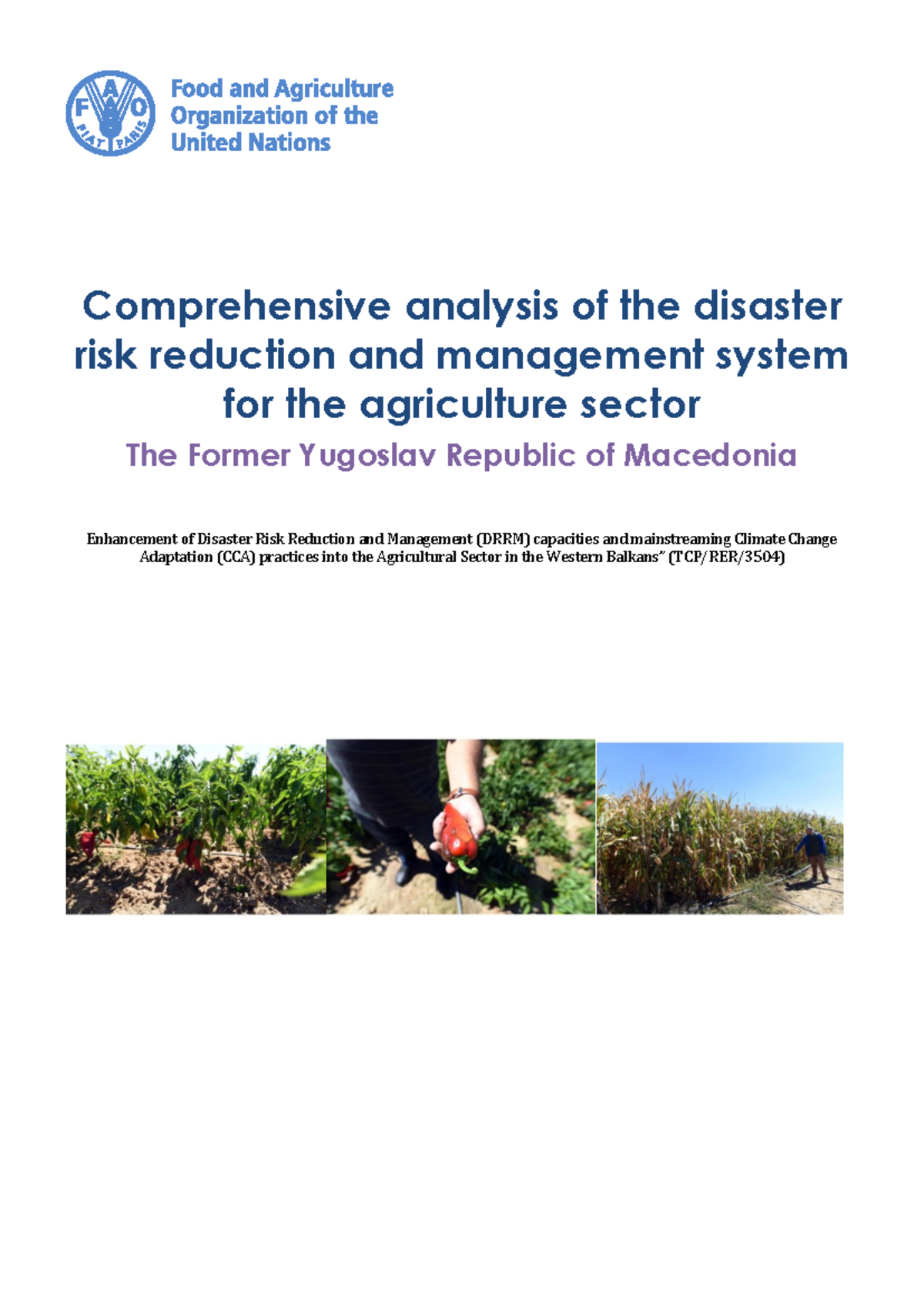 Comprehensive Study on Disaster Risk Reduction in Agriculture Sector ...