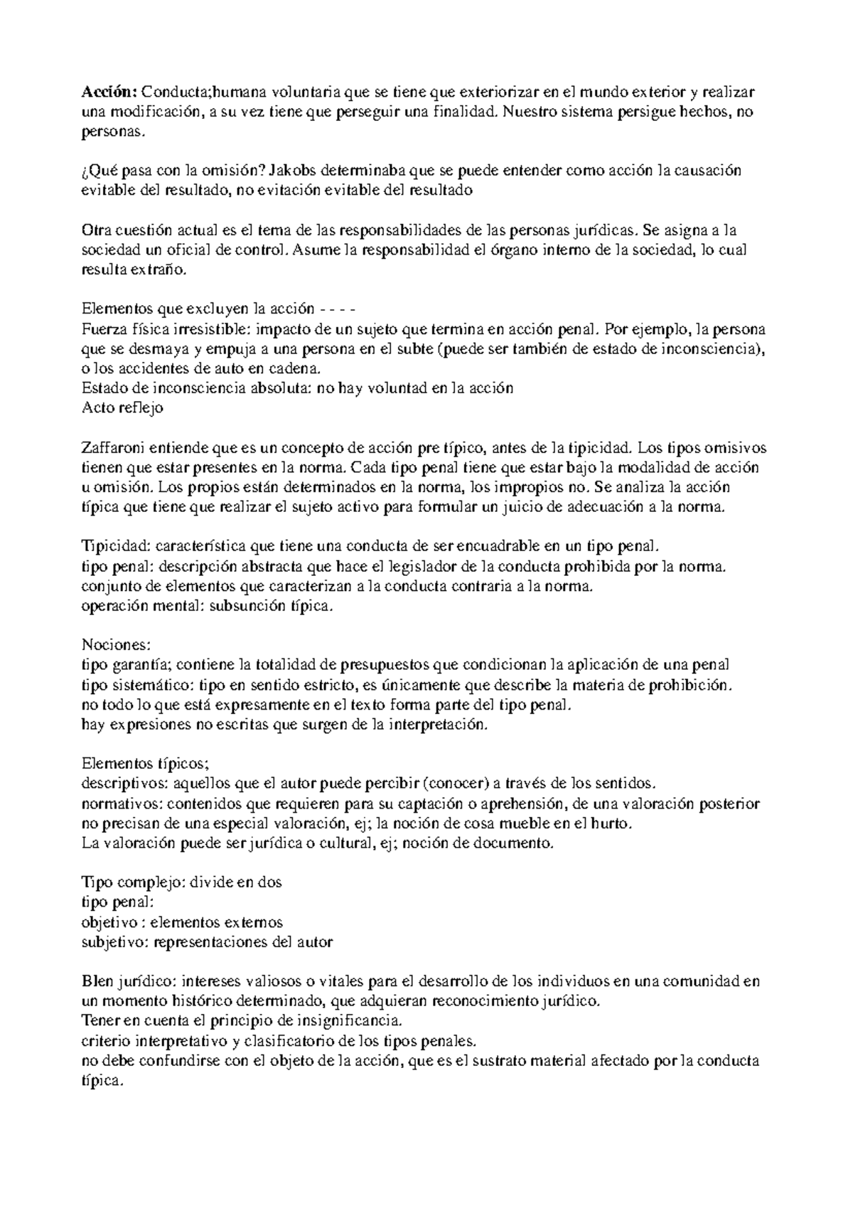 Resumen de Teoría del Delito - Curso de Derecho Penal - Studocu